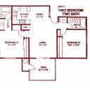 Floor plan for 2 beds, 2 baths, 854 sqft
